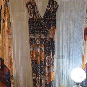 Fashion to Figure V-Neck Blue and Orange Jumpsuit